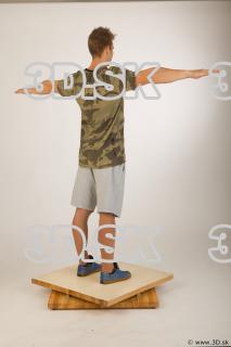 Whole body army tshirt light gray shorts modeling t pose…